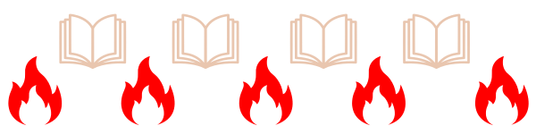 4 book icons over 5 fire icons for the blog post "Burning eBooks is Possible" by Mrugacz.