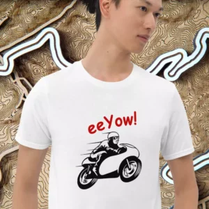 Person in a eeYow Go Fast T-Shirt by Mrugacz.