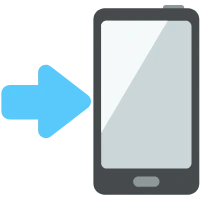 Blue arrow pointing at  a smartphone for Anthony Mrugacz's Android App.