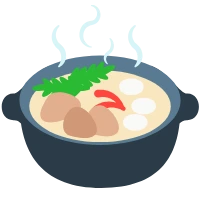 Boiling pot with vegetable icon for Anthony Mrugacz's recipes.